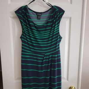 Striped Navy and Emerald Green Dress